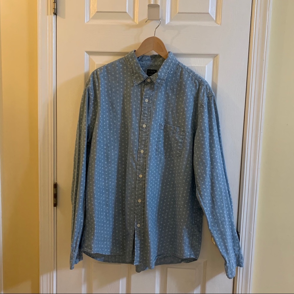 J Crew Printed Chambray Button-Down - image 1